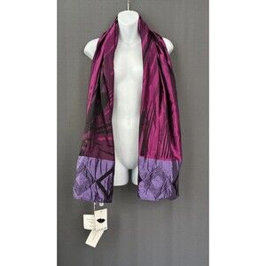 Emilio Pucci Silk Scarf Wrap Shawl 64x24 Quilted Black Purple Abstract Art Italy